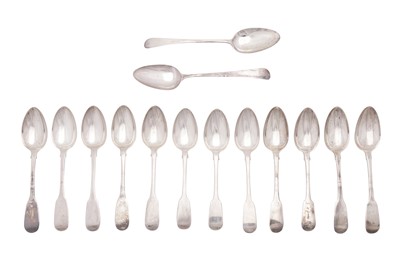 Lot 174 - A set of twelve William IV sterling silver dessert spoons, London 1830 by Wiliam Eaton