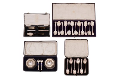 Lot 164 - A cased pair of George V sterling silver trencher salts, London 1911 by Horace Woodward and Co