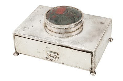 Lot 185 - An Edwardian sterling silver and bloodstone cigarette box, Chester probably 1903 by Sharman D Neill Ltd of Belfast