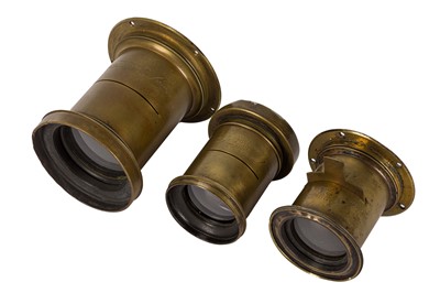 Lot 80 - A Group of J.H Dallmeyer Rapid Rectlinear Waterhouse Stop Brass Lenses