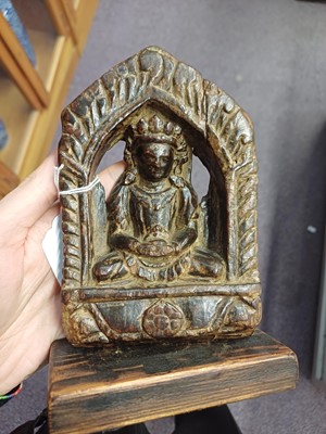 Lot 230 - TWO CHINESE WOOD FIGURES AND A JAPANESE BRONZE CENSER, SIGNED KIMURA TOUN