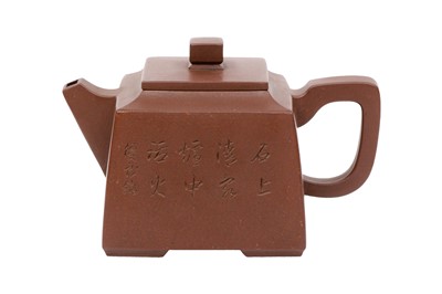 Lot 734 - A CHINESE YIXING ZISHA TEAPOT AND COVER