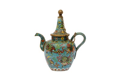 Lot 183 - A CHINESE CLOISONNÉ ENAMEL WINE EWER AND COVER