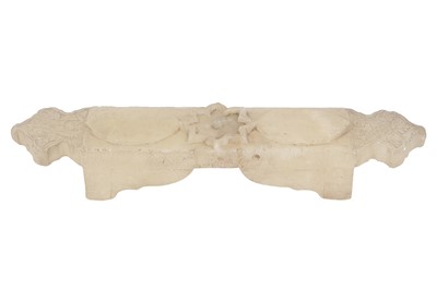 Lot 75 - A SMALL ALABASTER SCRIBE'S TABLE OR HENNA PAINTING FOOTREST