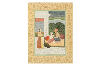 Lot 160 - A MINIATURE PAINTING OF LOVERS ON A TERRACE