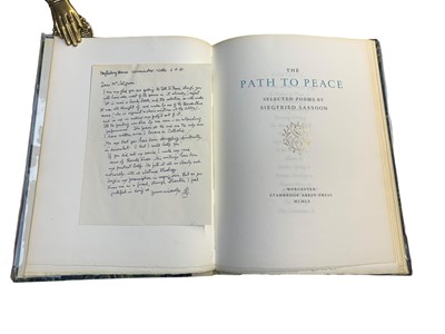 Lot 141 - Sassoon (Siegfried) The Path to Peace, with an autograph letter, signed