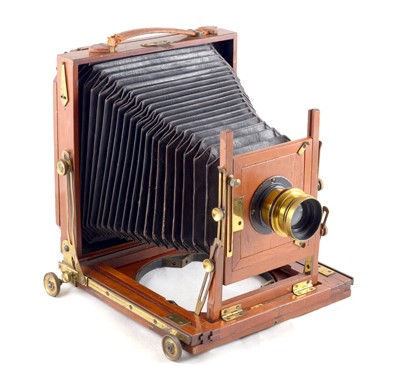 Lot 75 - An Un-named Half Plate English Brass & Mahogany Field Camera with TTH Lens.