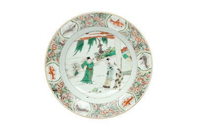 Lot 102 - A CHINESE FAMILLE-VERTE 'FIGURATIVE' DISH