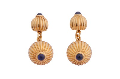 Lot 217 - CARTIER | A PAIR OF SAPPHIRE CUFFLINKS, CIRCA 1991