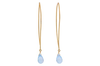 Lot 224 - A PAIR OF BLUE TOPAZ EARRINGS CIRCA. 2013