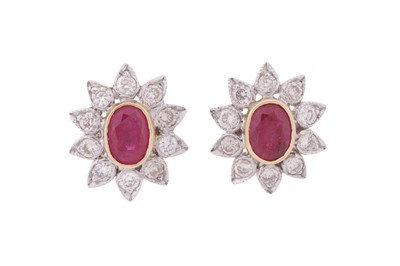 Lot 188 - A PAIR OF RUBY AND DIAMOND EARRINGS, CIRCA 2018