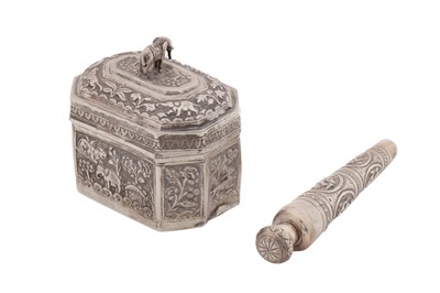 Lot 134 - An early 20th century Anglo – Indian unmarked silver tea caddy, Lucknow circa 1920