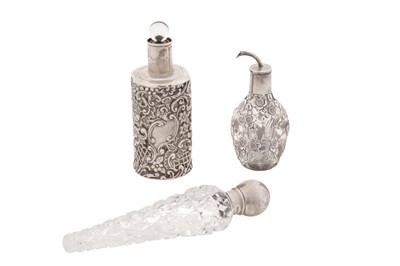 Lot 235 - A Victorian sterling silver mounted cut glass scent bottle, Birmingham 1892 by John Grinsell and Son