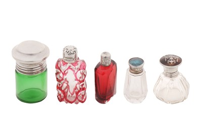 Lot 239 - A mixed group of sterling silver mounted scent bottles