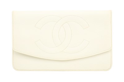 Lot 513 - Chanel White CC Large Flap Wallet