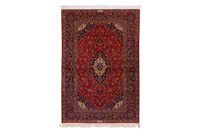 Lot 44 - A FINE SIGNED KASHAN RUG, CENTRAL PERSIA