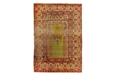 Lot 79 - A FINE ANTIQUE SILK PANDERMA PRAYER RUG, TURKEY