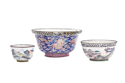 Lot 186 - THREE CHINESE CANTON ENAMEL WARES