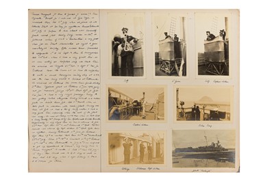 Lot 64 - Commander Claude Elbrow RN (1888 - 1943) WW1 NAVAL LOG AND PHOTOGRAPH ALBUM