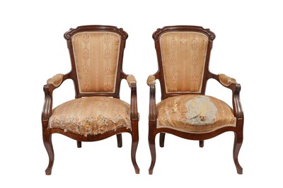 Lot 367 - A PAIR OF 19TH CENTURY SPANISH CARVED WALNUT ARMCHAIRS