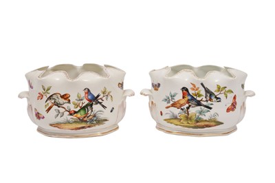 Lot 221 - A PAIR OF DRESDEN PORCELAIN OVAL JARDINIERES OR MONTEITH