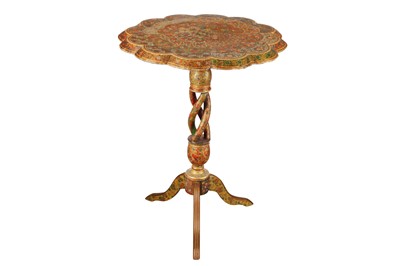 Lot 74 - KASHMIRI POLYCHROME-PAINTED AND LACQUERED PAPIER-MÂCHÉ TABLE