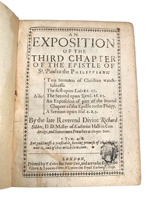 Lot 19 - Sibbes. An Exposition... to the Philippians: 1639, & 2 others by Sibbes