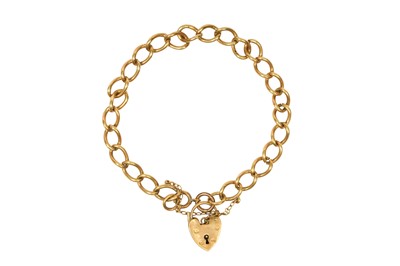 Lot 2 - A 9CT YELLOW GOLD HEART-LOCK GATE BRACELET, CIRCA 1977