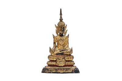 Lot 407 - A THAI GILT BRONZE FIGURE OF BUDDHA