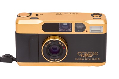 Lot 97 - A Contax T2 "60 Years Anniversary" Gold Compact 35mm Camera