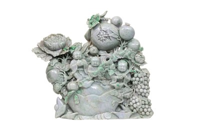 Lot 552 - A MASSIVE CHINESE CARVED JADE BOULDER