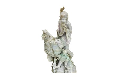 Lot 548 - A LARGE CHINESE JADE CARVING OF A SHOU LAO