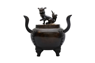 Lot 566 - A CHINESE BRONZE 'LION DOG' CENSER AND COVER