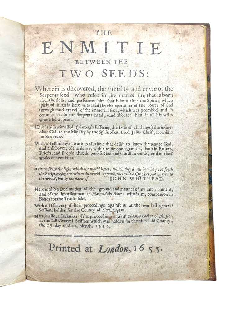Lot 22 - Whithead. The Enmitie between the Two Seeds…..1655