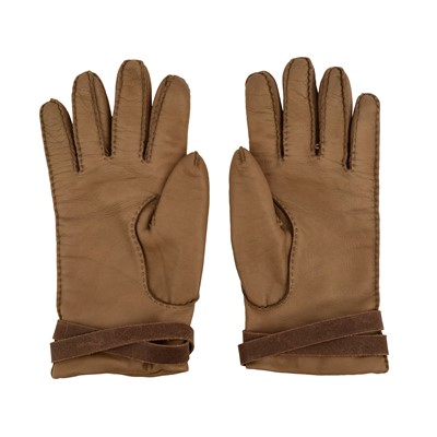 Lot 140 - Hermes Taupe Leather Belt Gloves - Size 7.5