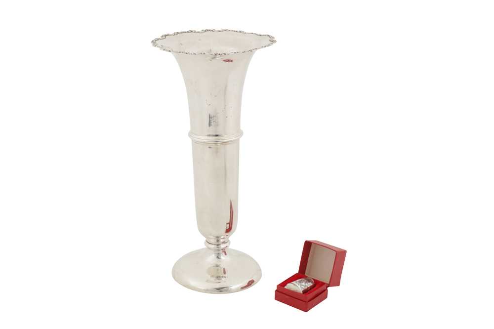 Lot 181 - A George V sterling silver trumpet vase, Birmingham circa 1925 by William Neale Ltd