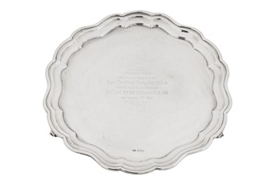 Lot 382 - A George V sterling silver salver, Sheffield 1930 by Emile Viner