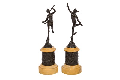 Lot 384 - A PAIR OF BRONZE FIGURES OF MERCURY AND HERMES, AFTER JEAN DE BOULOGNE (GIAMBOLOGNA)