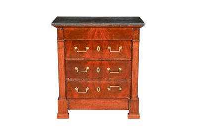 Lot 347 - A LOUIS PHILIPPE FRENCH FLAME MAHOGANY CHEST OF DRAWERS, MID 19TH CENTURY