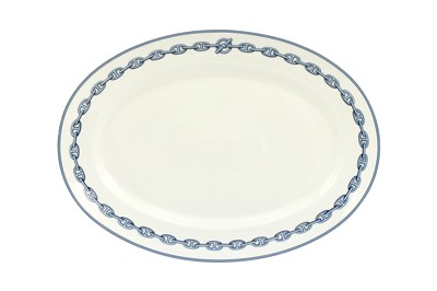 Lot 37 - Hermes 'Chaine D'Ancre' Blue Oval Platter Large Model