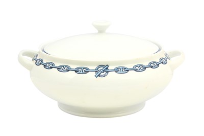 Lot 33 - Hermes 'Chaine D'Ancre' Blue Soup Tureen