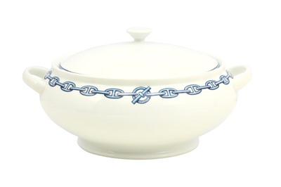 Lot 36 - Hermes 'Chaine D'Ancre' Blue Soup Tureen