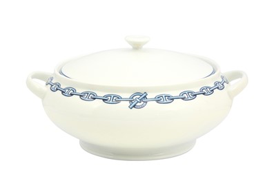 Lot 40 - Hermes 'Chaine D'Ancre' Blue Soup Tureen