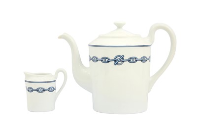 Lot 45 - Hermes 'Chaine D'Ancre' Blue Teapot and Creamer