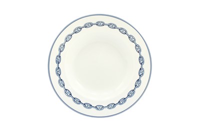 Lot 32 - Hermes 'Chaine D'Ancre' Blue Soup Plates