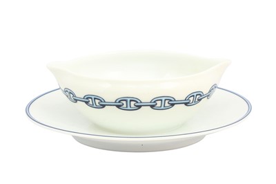 Lot 27 - Hermes 'Chaine D'Ancre' Blue Intergrated Sauce Boat