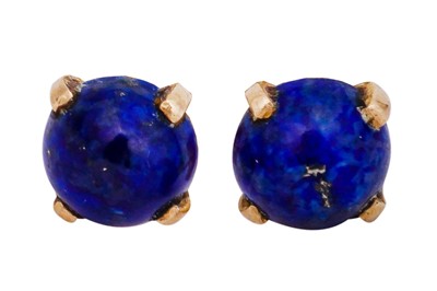 Lot 37 - A PAIR OF LAPIS LAZULI STUD EARRINGS