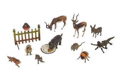 Lot 451 - A GROUP OF COLD-PAINTED BRONZE MINIATURES ANIMALS, IN THE MANNER OF FRANZ BERGMAN