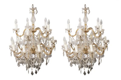 Lot 330 - A PAIR OF CRYSTAL CHANDELIERS, LATE 20TH CENTURY