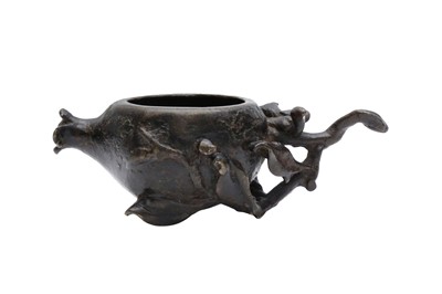 Lot 219 - A SMALL CHINESE BRONZE POMEGRANATE-FORM WATER POT